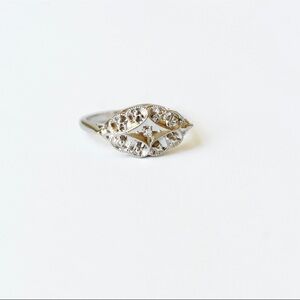 Vintage Diamond Ring, 10K White Gold Princess Ring